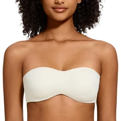 Imagen de MELENECA Sujetador con Aros sin Relleno Reductor Tirantes Bandeau para Mujer Marfil 85D