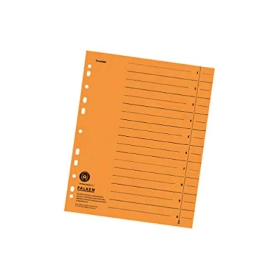 Imagen de FALKEN Separadores de cartón reciclaje, color naranja A4 100er Pack