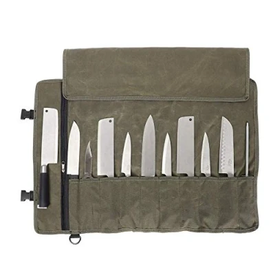 Imagen de QEES Bolsa para Cuchillos, de Lona Encerada Resistente al Agua, Funda Cuchillos Camping, Senderismo,Color Caqui, tamaño 66 * 50CM