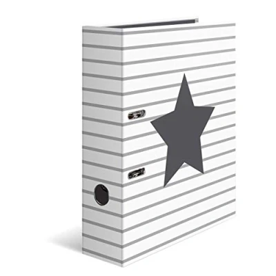Imagen de HERMA Archivador de anillas con palanca Estrellas motivo Rayas blancas, A4, 70 mm, estampado interior, 1 carpeta motivos