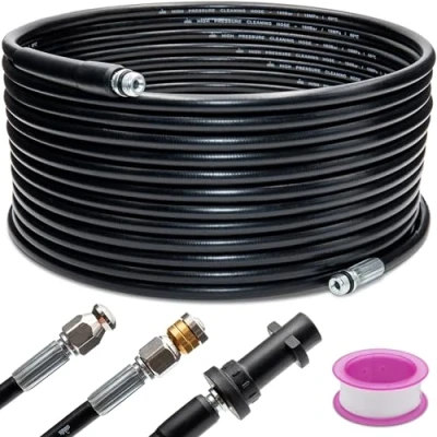 Imagen de stōbfix Kit de limpieza tuberías como Kärcher para K2, K3, K4, K5, K6, K7, incluye boquillas rígidas y giratorias, limpiadores alta presión 180 bar, 60 C (20 m)