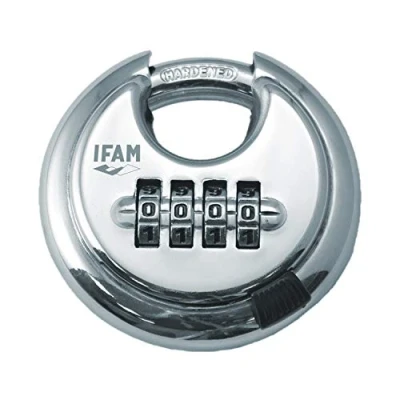 Imagen de IFAM Candado de Combinación Circular, Modelo Combi, Arco Acero Endurecido, Extra Seguridad, Anticizalla, Protección Contenedores, Arcones, Cajas Transporte, Mobiliario Urbano