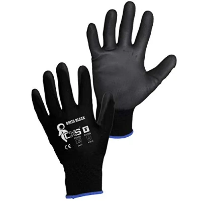 Imagen de CXS Brita Guantes de trabajo (12 unidades) Montaje antideslizantes sin costuras Muy Cómodos, para reparaciones, industria automovilística, Auto Service, Taller (8 pares), Negro)