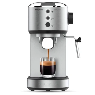 Imagen de Taurus Cafetera Espresso Euforia Compact 1350W 20 Bares Presión Sistema Thermoblock Filtro Supreme Cream Vaporizador Orientable Doble Café Simultáneo Cuchara Dosificadora
