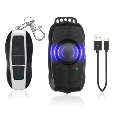 Imagen de Alarma de bicicleta con mando a distancia, USB recargable, prueba agua antirrobo vibración del sensor movimiento alarma, eléctrica Scooter Motocicleta Super Fuerte Sonido 120dB