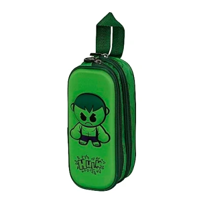 Imagen de Marvel Estuche Portatodo 3D Doble, 22 x 9.5 cm, Verde Hulk