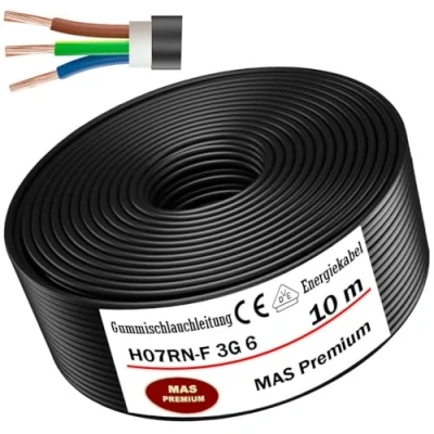Imagen de MAS Premium H07RN F 3G cable de manguera goma (5 100 m, 1,5, 2,5, 4, 6, 10 o 3 x flexible para dispositivos pesados (H07RN 3G6 mm², m)