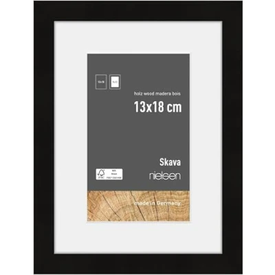 Imagen de nielsen Marco de Fotos Madera Skava Negro, 13,0 x 18,0 cm con paspartú 9x13