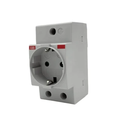 Imagen de RASMACOR ABB Base enchufe schuko carril 16A Ref. M1175 Montaje en DIN 50/60 HZ 250V AC Color gris Medida 4.5x8.5x7cm