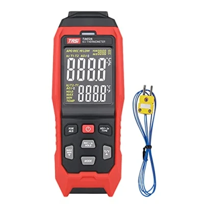 Imagen de TASI TA612C Termómetro termopar tipo K/J de 4 canales 200 1372℃/ 328 2501℉ Medidor temperatura LCD digital portátil 5000 Grupos Almacenamiento datos con carga USB y