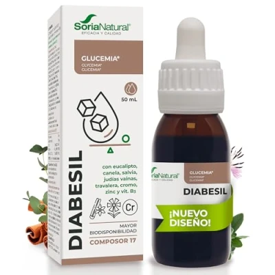 Imagen de Soria Natural Composor 17 Diabesil Complex Con Extractos de Eucalipto, Canela, Salvia, Judías Vainas, Travalera, Vitamina B3 y Cromo Ayuda a Regular los Niveles Glucosa Hipoglucemiante 50ml