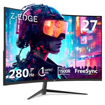 Imagen de Z Edge Monitor Gaming Curvo 27&#039;&#039; 240 Hz, 1ms MPRT, FHD(1920x1080), FreeSync, Pantalla PC LED 16:9 con Cable HDMI, Inclinación Ajustable, 1500R, 350cd/m², 2* HDMI2.0 &amp; DP 1.2, 178 ángulo de visión