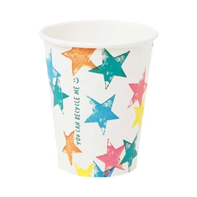 Imagen de Talking Tables Paquete de 8 vasos papel Star (225ml / 8oz) Vajilla reciclable y desechable para cumpleaños niños, picnic en el jardín, barbacoa, Color (BB Eco Cup)