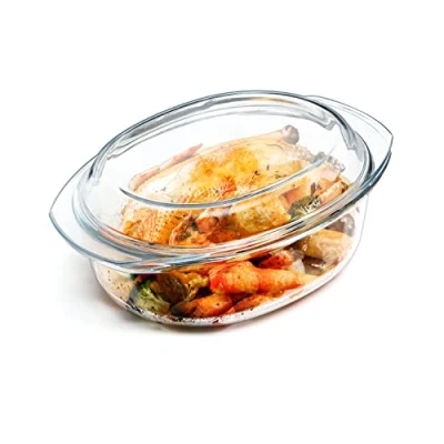 Imagen de cacerola ovalada de vidrio con tapa, para microondas cubierta (3.5 l ovalada) hornear