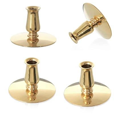 Imagen de NKlaus 4X Portavelas de latón Oro Velas Altar Finas hasta Ø0,9cm Boda 6730