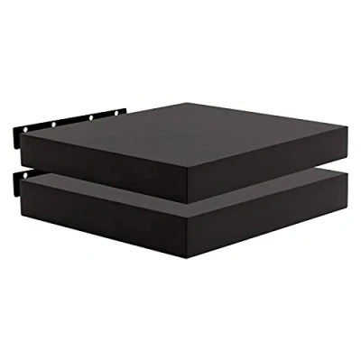 Imagen de WOLTU Estanteria Pared, Estante Flotante, Juego de 2 Pared Madera MDF, para salón, Cocina, Pasillo, Negro RG9372sz