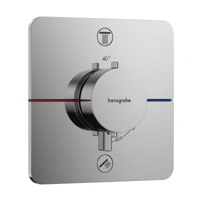 Imagen de hansgrohe ShowerSelect Comfort Q, termostato empotrado , grifo con botón de seguridad (SafetyStop) a 40 C, para ducha y bañera, mezclador 2 funciones, cromo