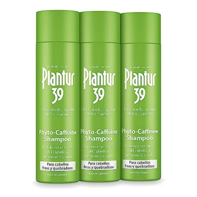 Imagen de Plantur 39 Phyto Caffeine Shampoo I Champú Cafeína Previene y Reduce la Caída del Cabello 3x 250ml Para Fino Quebradizo Fórmula Galénica Única que Favorece el Crecimiento