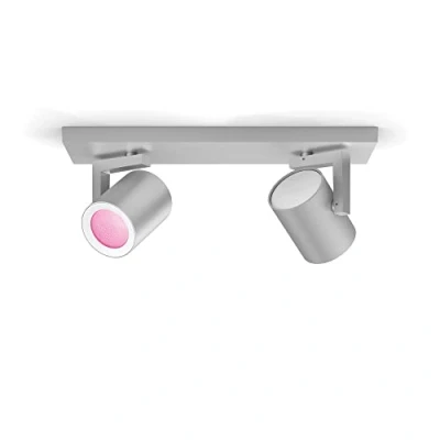 Imagen de Philips Hue Lámpara LED inteligente Argenta, 5.7W 350 lúmens, Luz Blanca y de Colores, Compatible con Alexa Google Home, 2 Focos LED, Aluminio