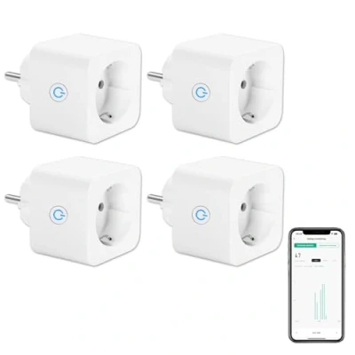 Imagen de ANTELA Enchufe Inteligente Wifi 16A 3680W con Monitor de Energía, Compatible Alexa y Google Home, Control Remoto por Smart Life, Programable Temporizador,4PC