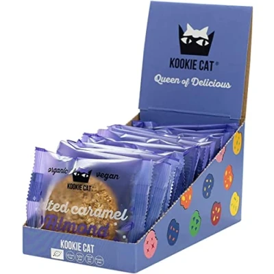 Imagen de Kookie Cat Salted Caramel Almond Vegan Cookies Individually Wrapped, Gluten Free, Soy Organic, &amp; Oats 12 X 50g Multipack