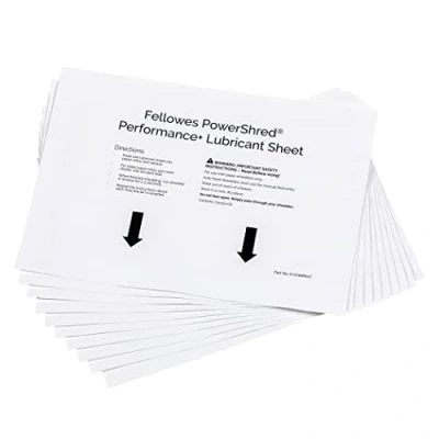 Imagen de Fellowes 10 hojas lubricantes para destructoras de papel, rendimiento superior, fáciles usar
