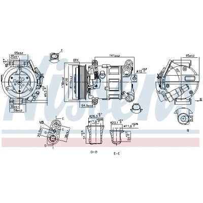 Imagen de NISSENS 890801 Compresor de Aire Acondicionado 7SBH17C 12 PAG 46 YF R 134 a