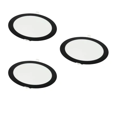Imagen de Jandei Pack 3x Downlight LED 18W Redondo, Empotrable, 1440 Lum, Interior IP20, Marco Acabado Negro, Hueco Corte Ø 200 205 mm, Extraplano 13mm, Transformador Incluido (Blanco Frío 6000k)
