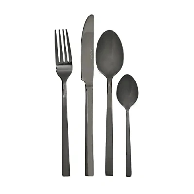 Imagen de Mikasa C000390 Cubertería (16 piezas, acero inoxidable), color negro