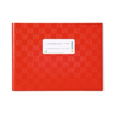 Imagen de HERMA 19840 Juego de 10 fundas para cuadernos, DIN A5, diseño rafia, con etiqueta y estructura polipropileno duradero fácil limpiar, color rojo