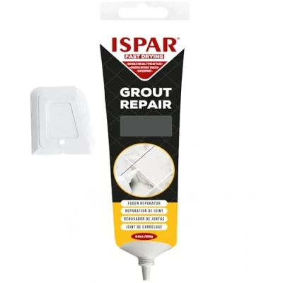 Imagen de ISPAR Reparación de juntas antracita 250 g Fix &amp; List Pintura para azulejos Relleno lechada Masilla con espátula Fácil aplicación