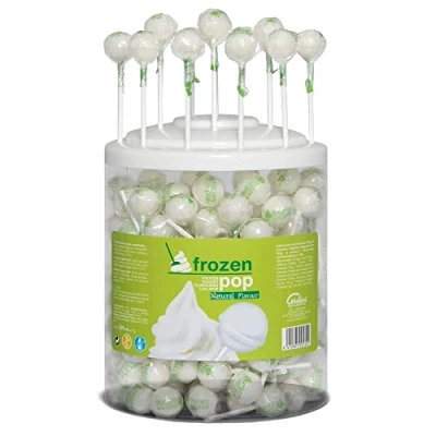 Imagen de Caramelos Cerdán Caramelo con Palo Sabor Yogur Natural Frozen Pop Duro Sin Gluten ni Alérgenos Ideal para Fiestas, Navidad y Cumpleaños Tarro de 200 Unidades