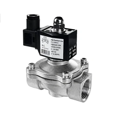 Imagen de FSA Válvula Magnética de Acero Inoxidable 304 1&quot; 24V AC 0 10 bar Viton cerrada sin corriente
