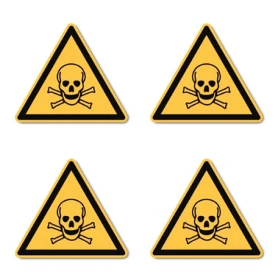 Imagen de Advertencia de sustancias tóxicas: W016 DIN EN ISO 7010 / ASR A1.3 Pegatinas 10 cm diámetro, 4 unidades