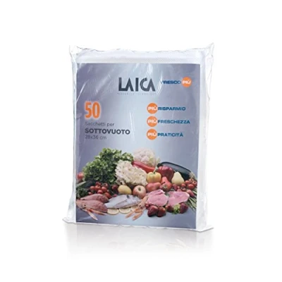 Imagen de Laica VT3500 para el Envasado al Vacío, Libres de BPA, 50 Bolsas Plástico Gofradas 28 x 36 cm, Grande