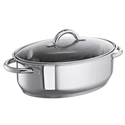 Imagen de Schulte Ufer 6768 38 Cacerola Ovalada con Tapa de Cristal (38 cm, 9 litros, inducción)