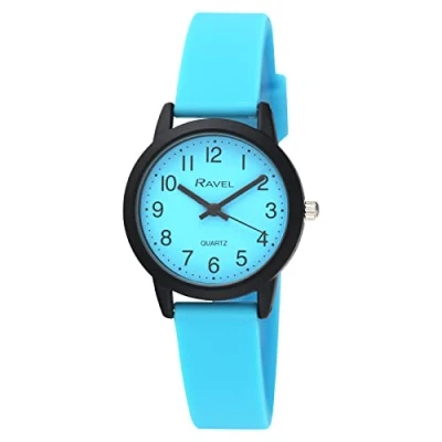 Imagen de Ravel Reloj Summer in Black para Mujer con Correa de Silicona (Caja 30 mm) Cuarzo Analógico R1813.6 Azul