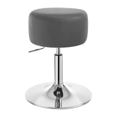 Imagen de WOLTU 1x Taburete de Bar Diseño con Mango Juego 1 Altura Regulable Piel Sintética, Alto Cocina Asiento Acolchado Giratorio Peluqueria Silla Gris BH14gr