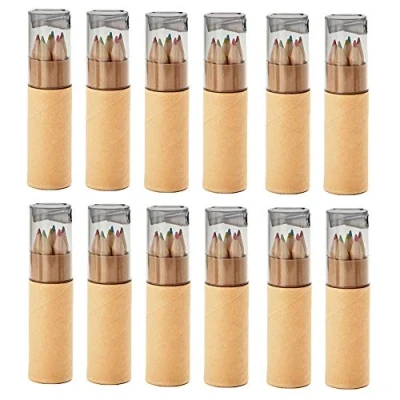 Imagen de noTrash2003 12 juegos de 6 lápices colores cada uno Mini para niños certificados según EN71 1, 2 y 9 Birthday Giveaways Pencil Sharpener (Grau)