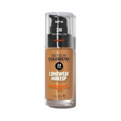 Imagen de REVLON ColorStay Base de Maquillaje SPF 15, con Vitamina E, Cobertura Media Alta, Larga Duración, Acabado Mate, Resistente al Agua, para Piel Mixta Grasa, Tono 330, Natural Tan 30 ml