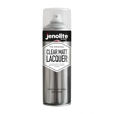 Imagen de JENOLITE Spray de Laca Transparente MATE 500ml Acabado Claro Barniz Protege la superficie y pintura corrosión el daño UV Sellador que no amarillea