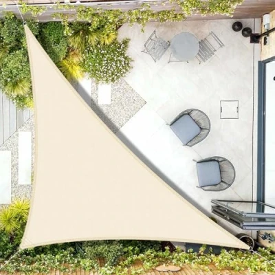 Imagen de AXT SHADE Toldo Vela de Sombra Impermeable Triangular 3x3x4,25m Protección Rayos UV para Exterior Terraza Patio Jardín Caqui Claro