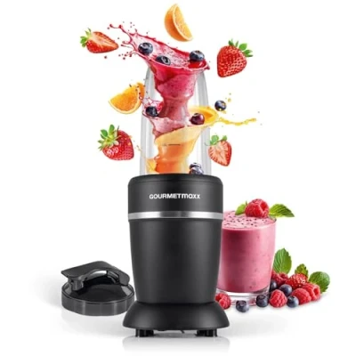 Imagen de GOURMETmaxx Batidora y Preparadora de batidos 4 piezas eléctrica para un chute vitaminas llevar Con tapa a prueba fugas Batidora, robot cocina &amp; co.