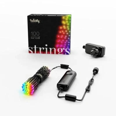 Imagen de Twinkly Strings 100 LED RGB+Blanco, Guirnalda de luces Navidad para exterior e interior, luz Smart Multicolor, Home Kit, Alexa, Google Home, Tumblr, IP44, control aplicaciones, cable