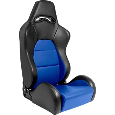 Imagen de AUTO STYLE Asiento Deportivo &#039;Eco&#039; Cuero Artificial Negro/Azul Respaldo Ajustable a la Izquierda incl. Correderas