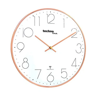 Imagen de Technoline Reloj de Pared Moderno con Tapa Cristal abovedada y Esfera Muy Clara, 40 x 2,5 cm, Color Oro Rosa