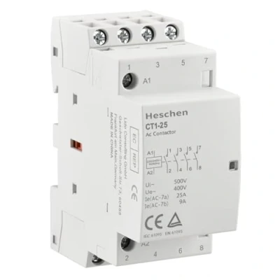 Imagen de Heschen Contactor de CA del hogar, CT1 25, 4 polos cuatro normalmente abiertos, AC 220V/230V Voltaje la bobina, 35 mm Montaje en riel DIN