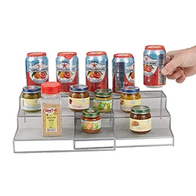 Imagen de Mind Reader Organizador de almacenamiento cocina malla metálica 3 niveles, 2 unidades, color plateado
