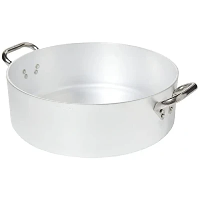 Imagen de Ollas Agnelli Cazuela cilíndricos, Baja, radiante, de aluminio, espesor 5 mm, con 2 asas en acero inoxidable, plata, 12 Litros