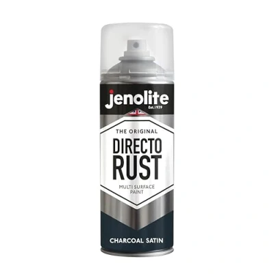 Imagen de JENOLITE DIRECTORUST Pintura en aerosol satinada GRIS CARBÓN 400ml multisuperficie todo uno: metal, madera, plástico Aplicar directamente sobre el óxido RAL 7016